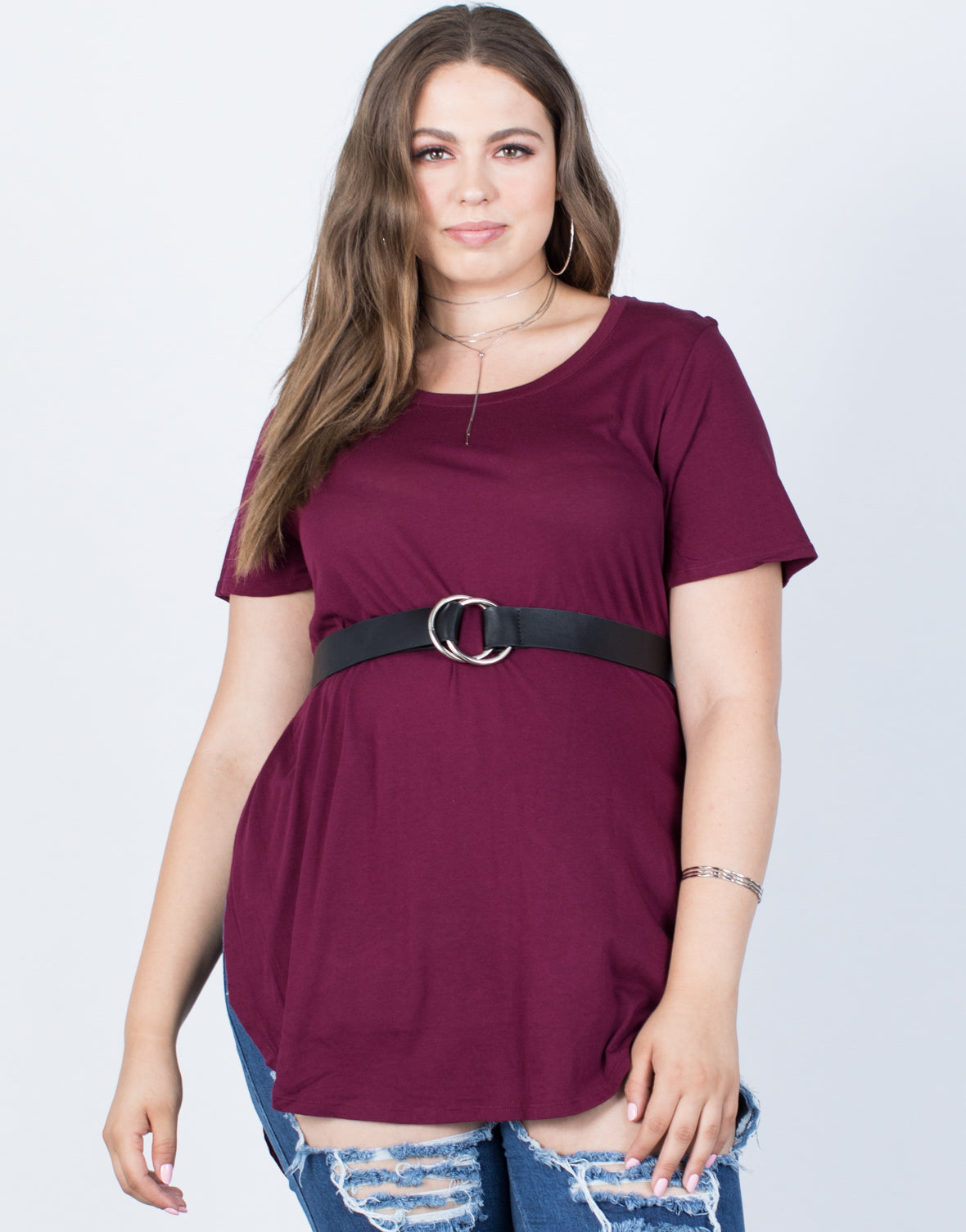 Plus Size Slit Apart Tee