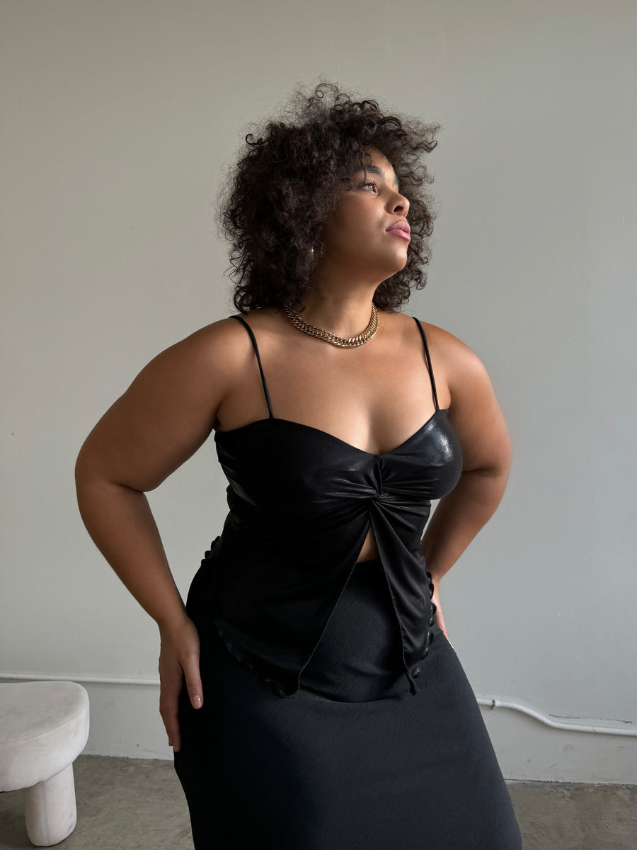 Plus Size Twist Detail Glittery Camisole Plus Size Tops -2020AVE