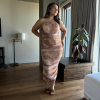 Plus Size Tie Dye Ruched Dress