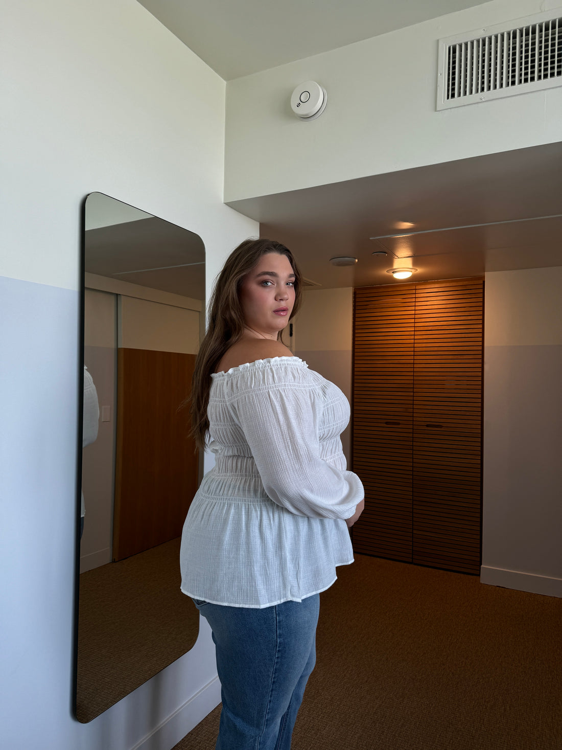 Plus Size Off The Shoulder Boho Top - White