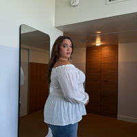 Plus Size Off The Shoulder Boho Top - White