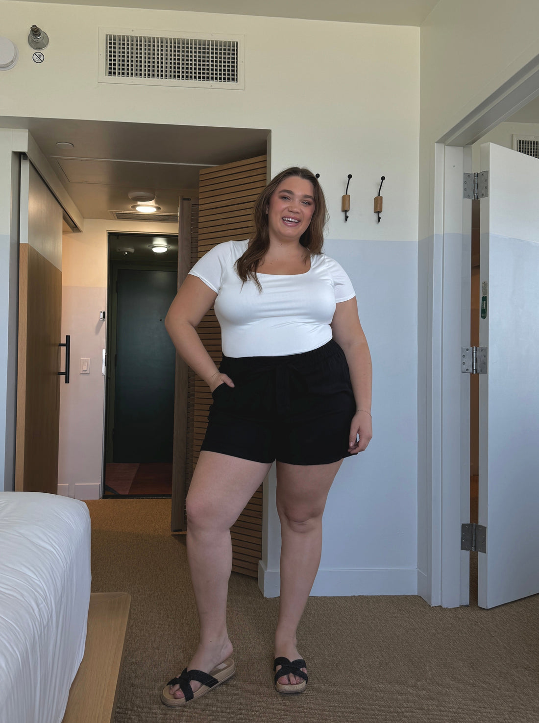 Plus Size Tie Front Shorts Plus Size Bottoms -2020AVE