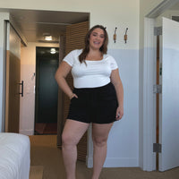 Plus Size Tie Front Shorts Plus Size Bottoms -2020AVE