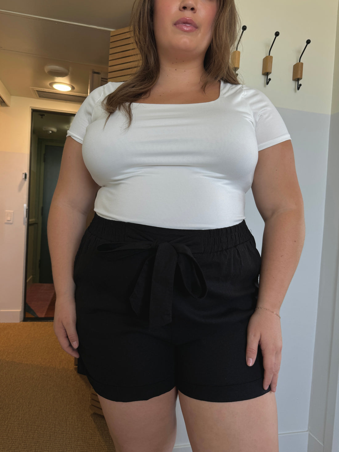 Plus Size Tie Front Shorts Plus Size Bottoms -2020AVE