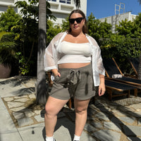 Plus Size Tie Front Shorts Plus Size Bottoms -2020AVE