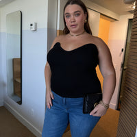 Plus Size Ribbed Knit Tube Top Black