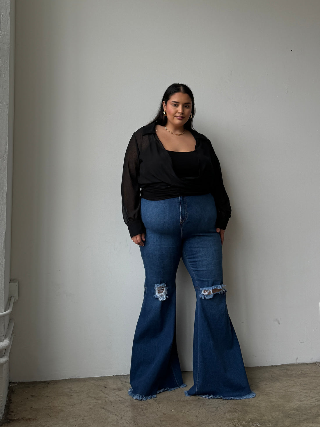 PLUS SIZE SUPER FLARED JEANS - Blue