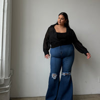 PLUS SIZE SUPER FLARED JEANS - Blue