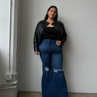 PLUS SIZE SUPER FLARED JEANS - Blue