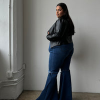 PLUS SIZE SUPER FLARED JEANS - Blue