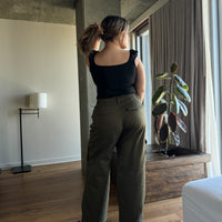 Plus Size Baggy Stretch Cargo Pants - Olive