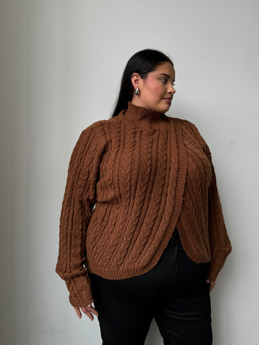 Plus Size Cable Knit Turtleneck Sweater Plus Size Tops -2020AVE