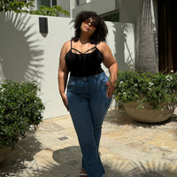 Plus Size Cut Out Ribbed Cami Top Black