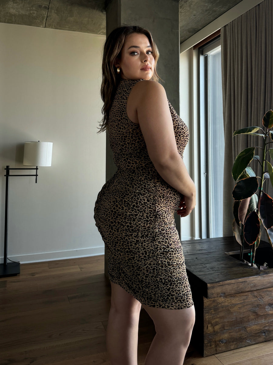 Plus Size Drapey Leopard Dress