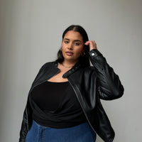 Plus Size Effortless Leather Jacket Black