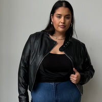 Plus Size Effortless Leather Jacket Black