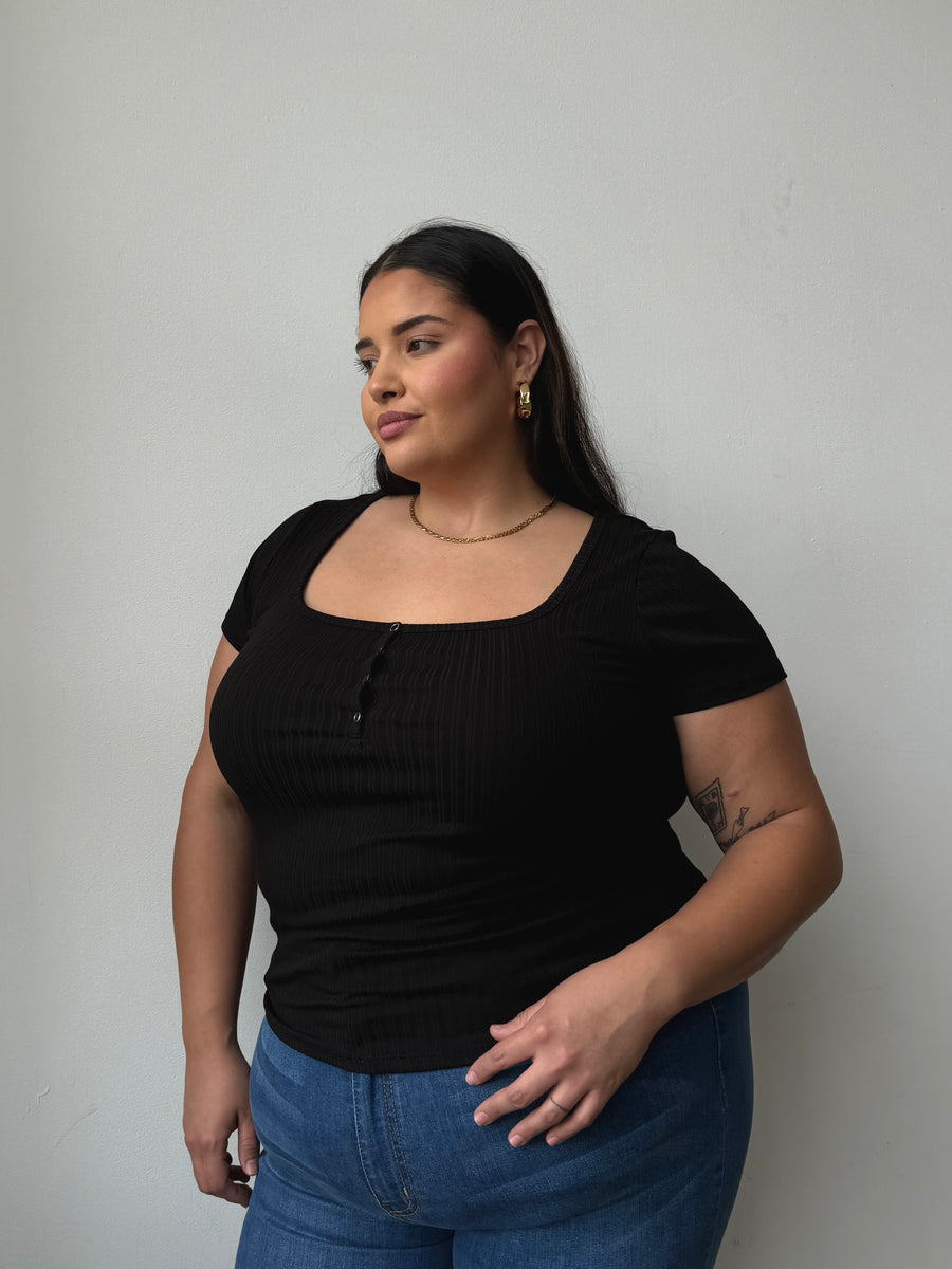 Plus Size Everyday Ribbed Tee Black