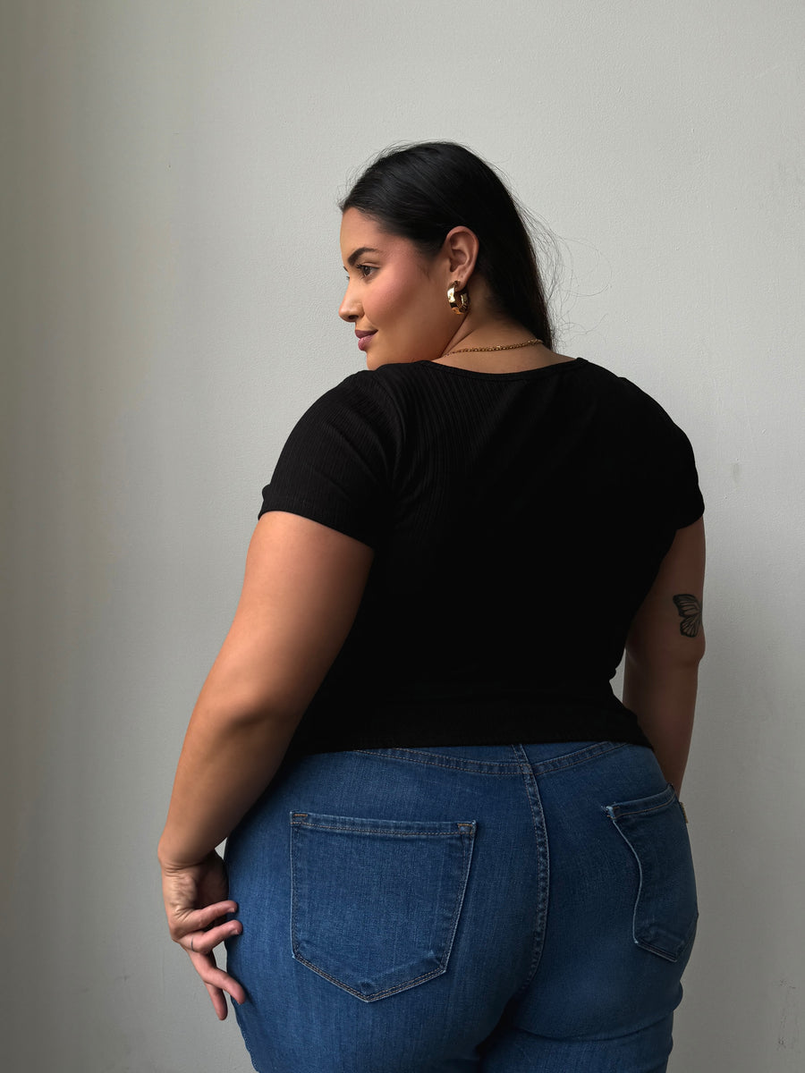 Plus Size Everyday Ribbed Tee Black