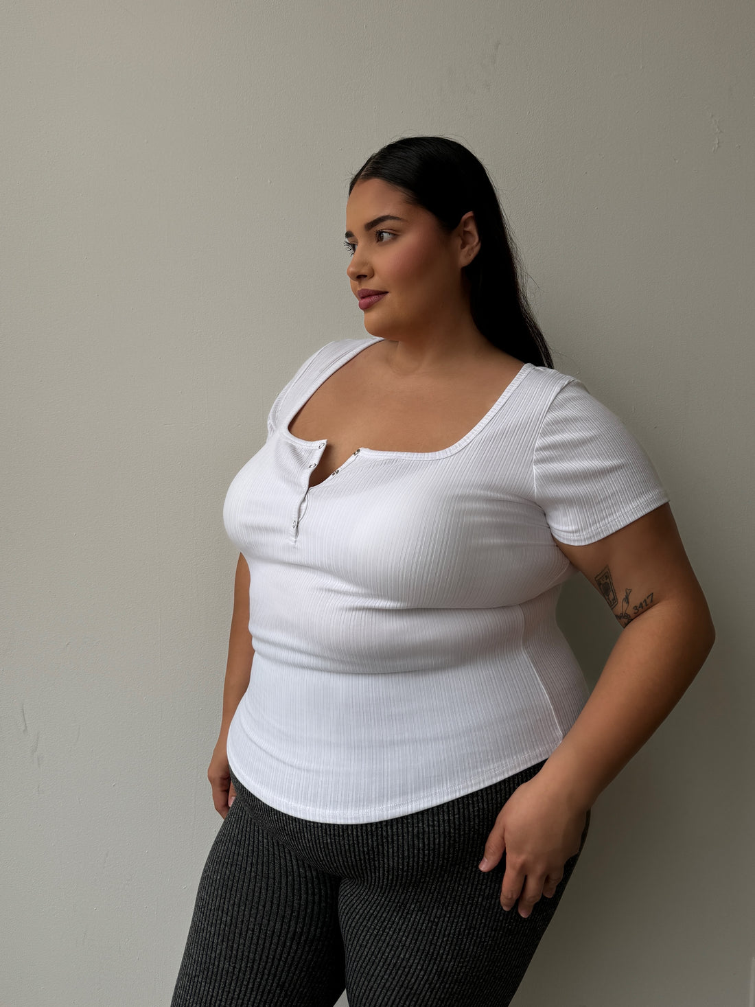 Plus Size Everyday Ribbed Tee White