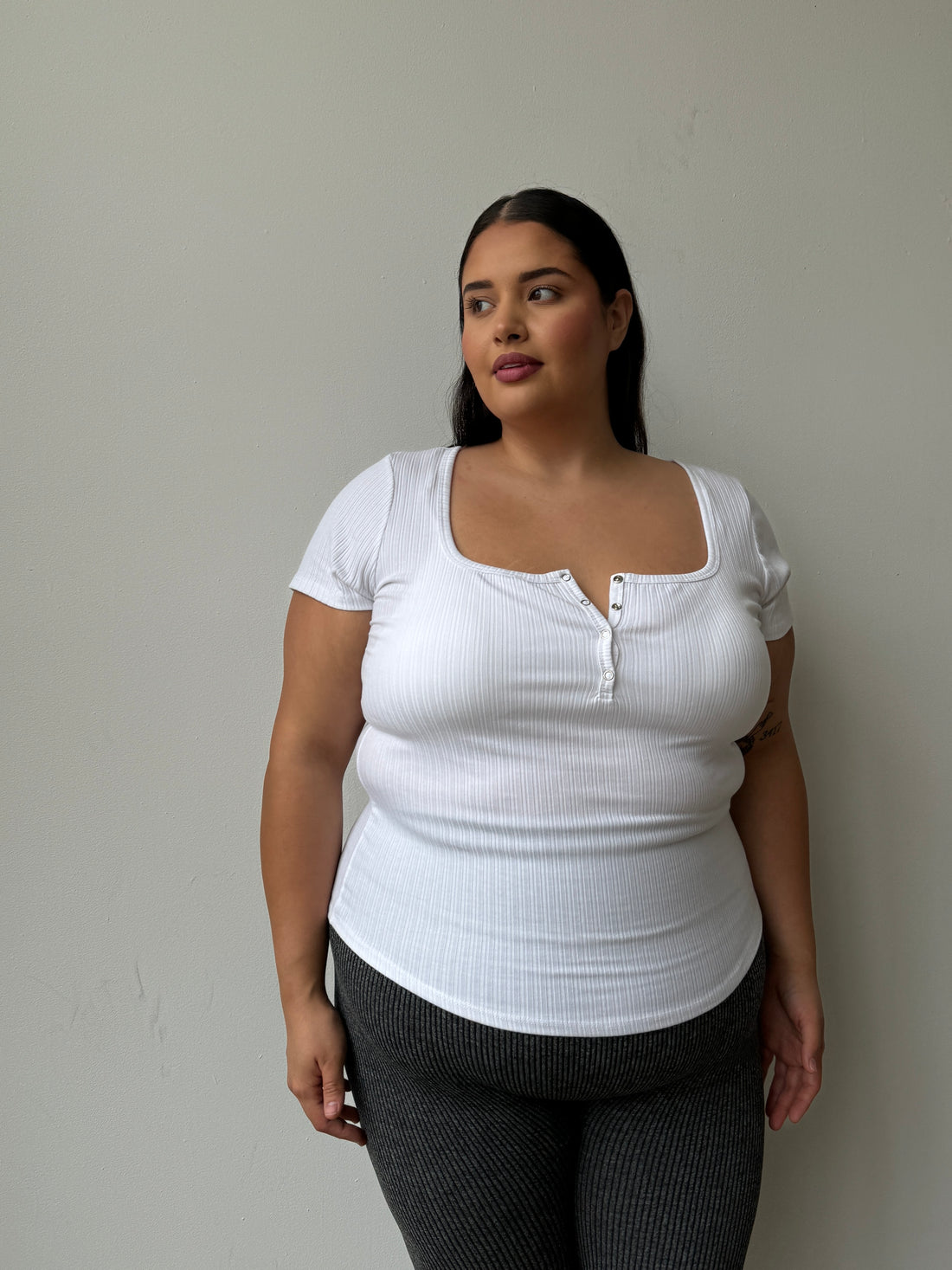 Plus Size Everyday Ribbed Tee White