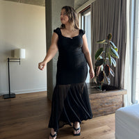 Plus Size Fishtail Maxi Skirt - Black