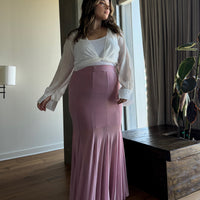 Plus Size Fishtail Maxi Skirt - Orchid