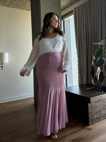 Plus Size Fishtail Maxi Skirt - Orchid