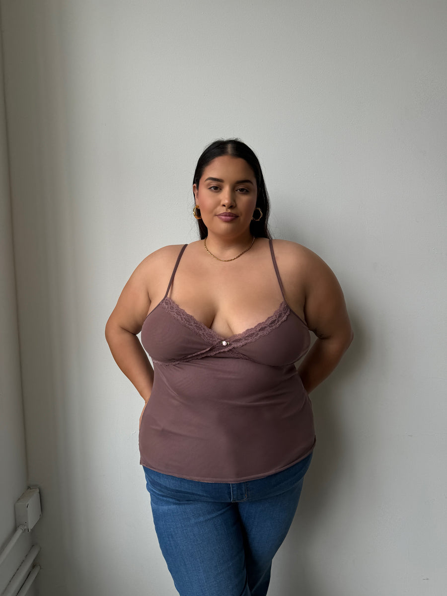 Plus Size Lace Cami Top Mauve