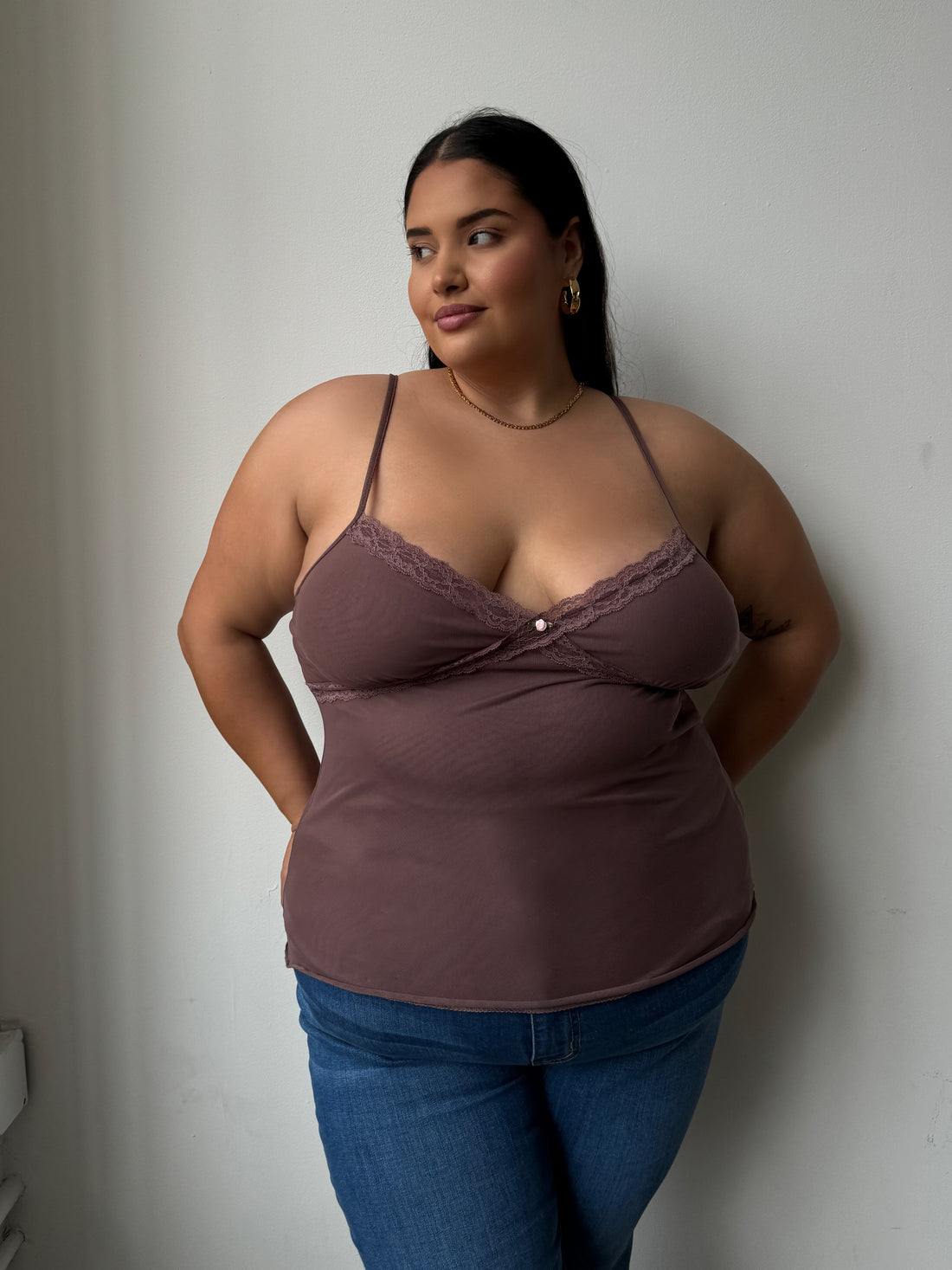 Plus Size Lace Cami Top Mauve