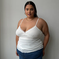 Plus Size Lace Cami Top White