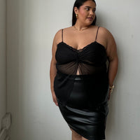 Plus Size Lace Open Front Twist Top Black