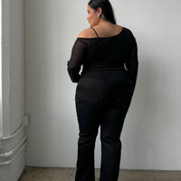 Plus Size One Shoulder Shimmer Top Black