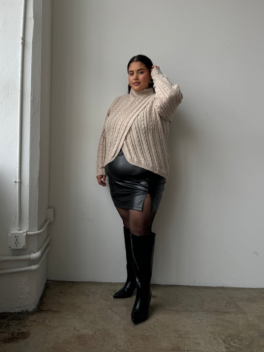 Plus Size PU Leather Mini Skirt