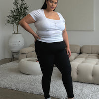 Plus Size Ribbed Leggings Black