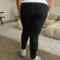 Plus Size Ribbed Leggings Black