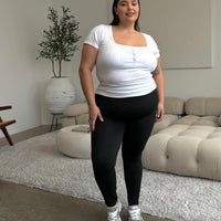 Plus Size Ribbed Leggings Black