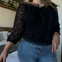 Plus Size Rococo Lace Top - Black