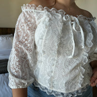 Plus Size Rococo Lace Top - White