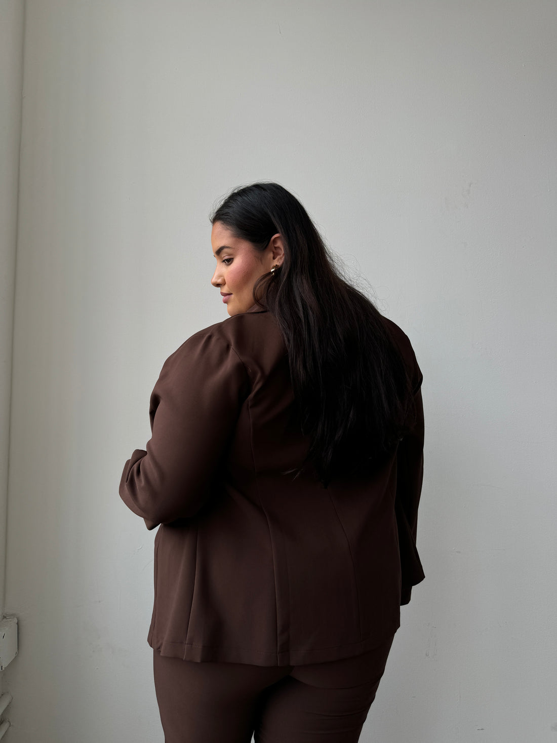 Plus Size Sleek Blazer Brown