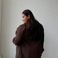 Plus Size Sleek Blazer Brown