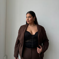 Plus Size Sleek Blazer Brown