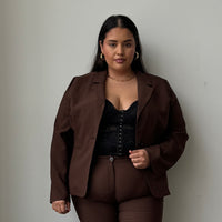 Plus Size Sleek Blazer Brown