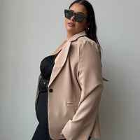 Plus Size Sleek Blazer Taupe