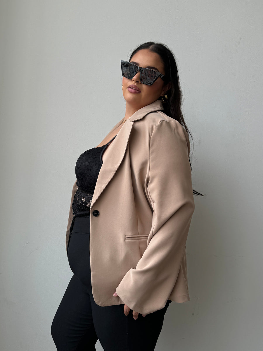 Plus Size Sleek Blazer Taupe