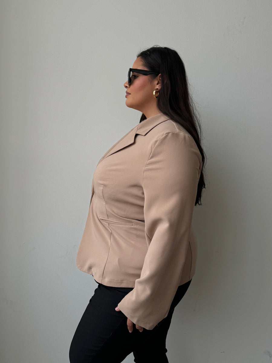 Plus Size Sleek Blazer Taupe