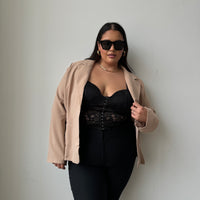 Plus Size Sleek Blazer Taupe