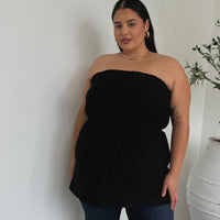 Plus Size Smocked Baby Doll Top Plus Size Tops Black 1XL -2020AVE