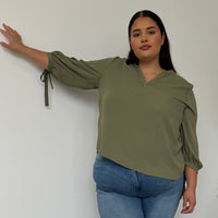 Plus Size Split Neck Flowy Blouse Plus Size Tops -2020AVE