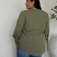 Plus Size Split Neck Flowy Blouse Plus Size Tops -2020AVE