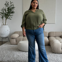 Plus Size Split Neck Flowy Blouse Plus Size Tops -2020AVE